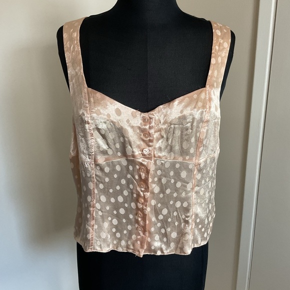 NWOT Topshop Cream Polka Dot Sleeveless Blouse Casual Chic Womenβs Size 14 - Picture 4 of 8